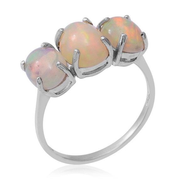 Ethiopian Welo Opal 3 Stone Ring Size 8 - Picture 6 of 9